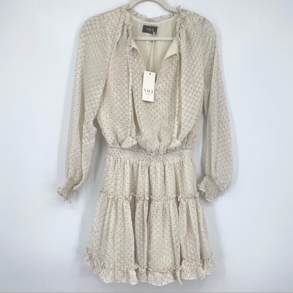 Class Act Polka Dot Ruffle Dress - Vici Collection